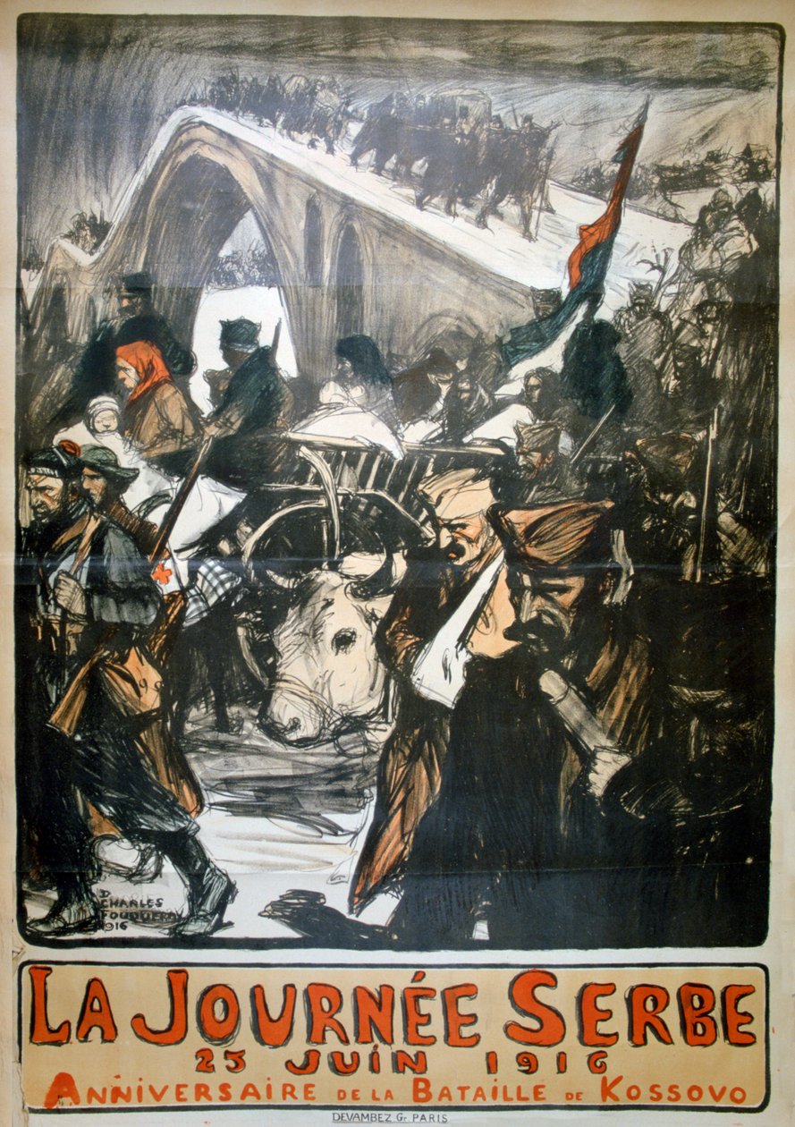25. juni 1916 - Serbiens dag, fransk plakat fra første verdenskrig, 1916 af Charles Fouqueray