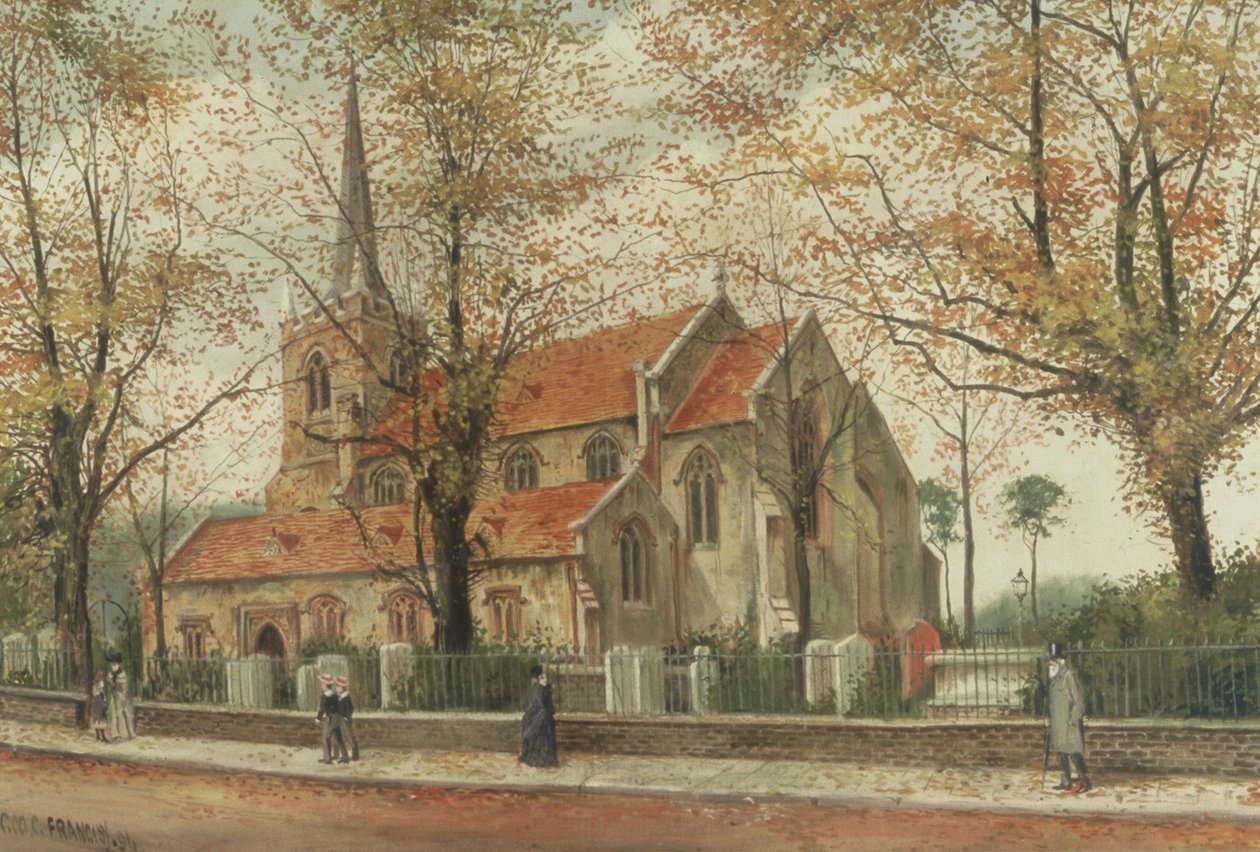 Udsigt over St Marys Church, Stoke Newington af Charles Francis