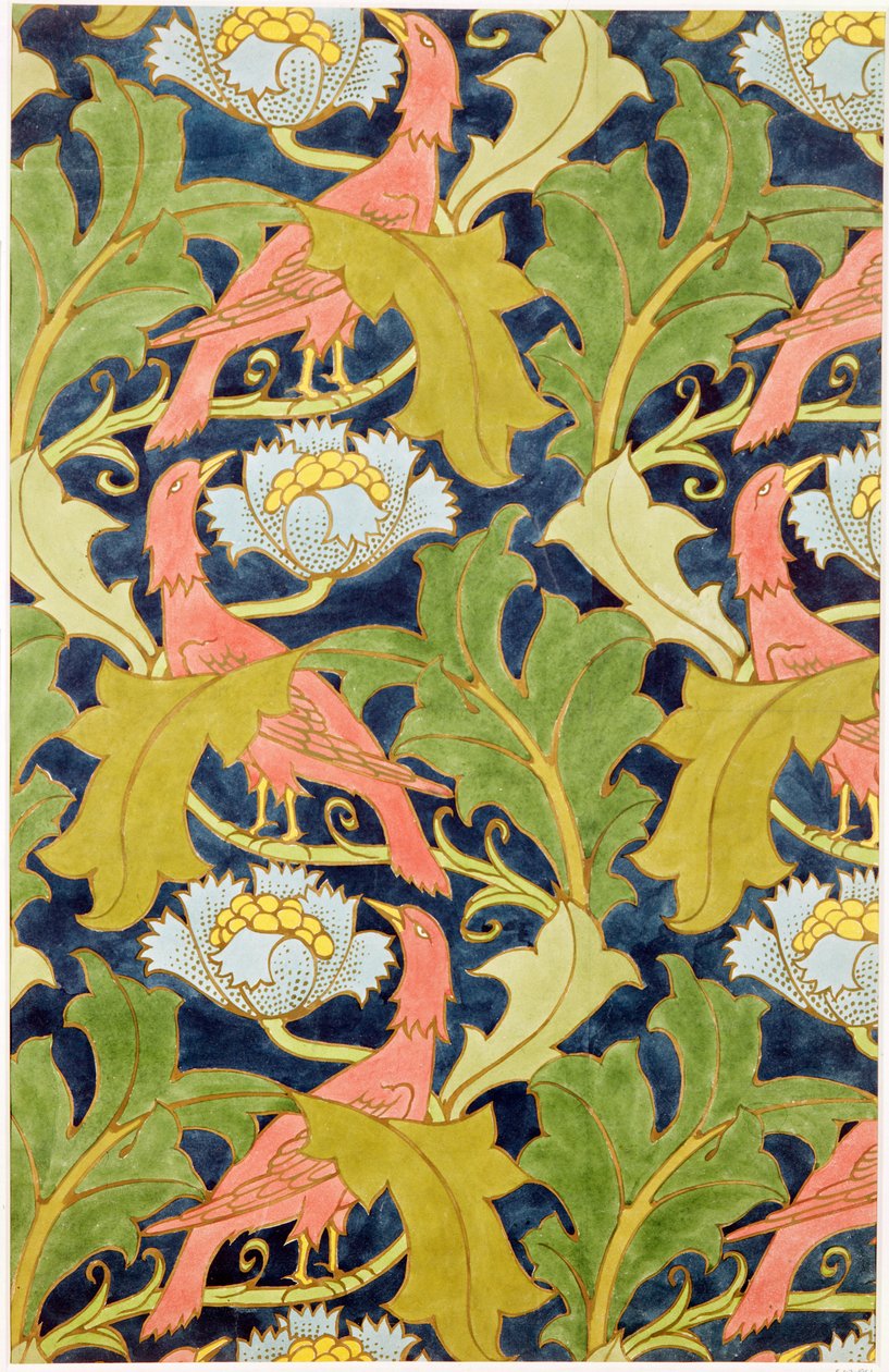 Suunnittelu painetuille liinavaatteille, painat G.O. ja J.Baker, n. 1893 af Charles Francis Annesley Voysey