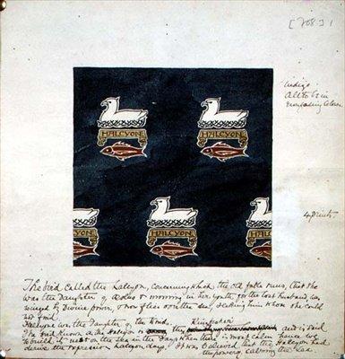 `Halcyon`, design til et stofdesign, ca. 1895 (akvarel på papir) af Charles Francis Annesley Voysey