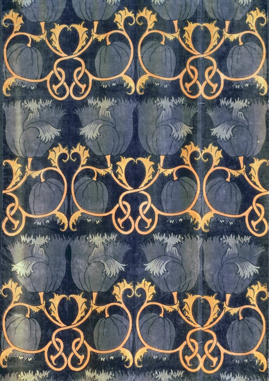 Valmuer, fremstillet af G.P.& J. Baker, ca. 1888 (trykt fløjlsagtig) af Charles Francis Annesley Voysey