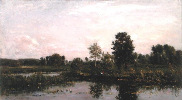 Et sving i floden Oise af Charles Francois Daubigny