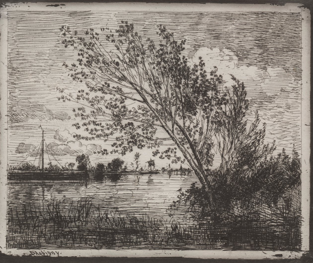 A Cluster of Alders, originalt aftryk 1862, trykt i 1921. af Charles Francois Daubigny