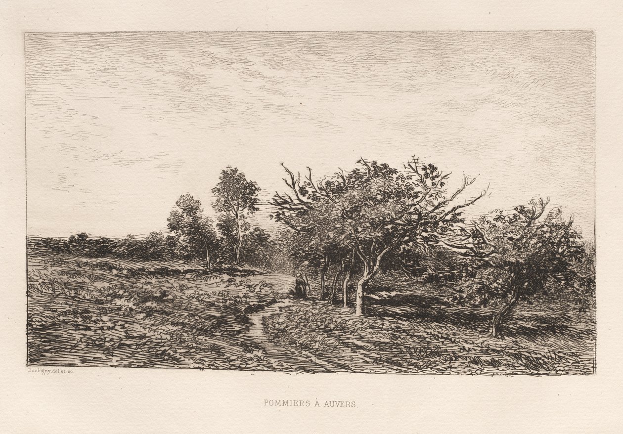 Æbletræer i Auvers af Charles Francois Daubigny