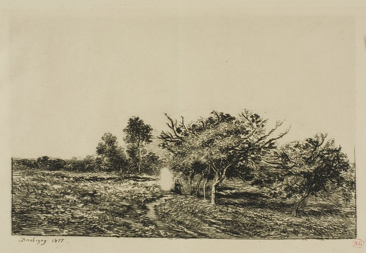 Æbletræer i Auvers af Charles Francois Daubigny