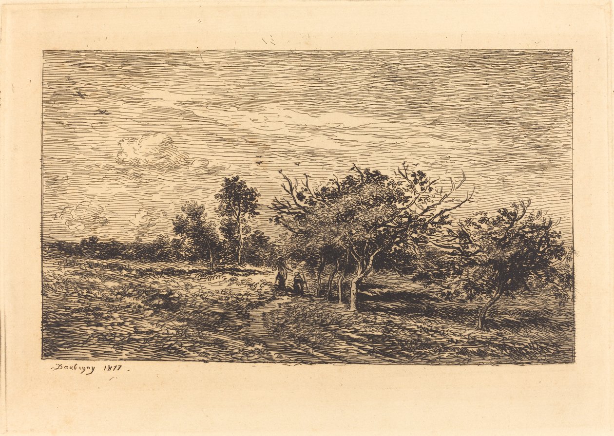 Æbletræer i Auvers af Charles Francois Daubigny