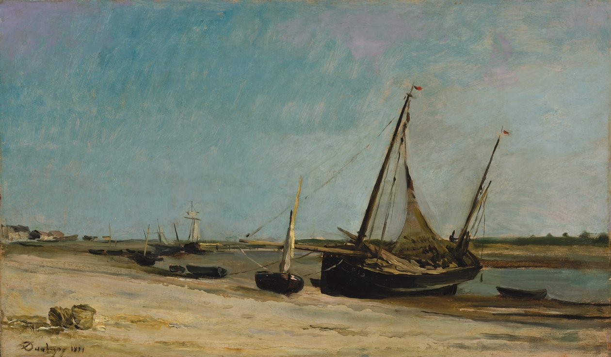 Både på havkysten ved Étaples, 1871. af Charles Francois Daubigny