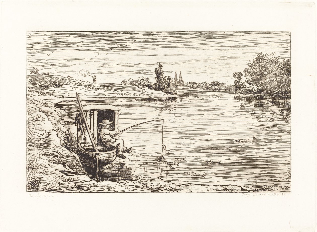 Cabin Boy Fishing (Le Mousse a la peche) af Charles Francois Daubigny