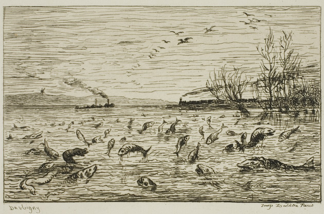 Fiskens fejring af skibsdrengens afrejse (Fisken) af Charles Francois Daubigny