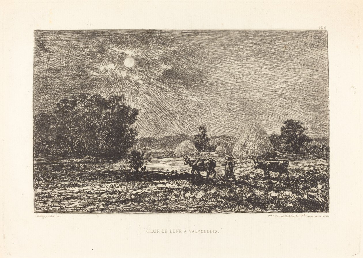 Måneskin ved Valmondois (Måneskin ved Valmondois) af Charles Francois Daubigny