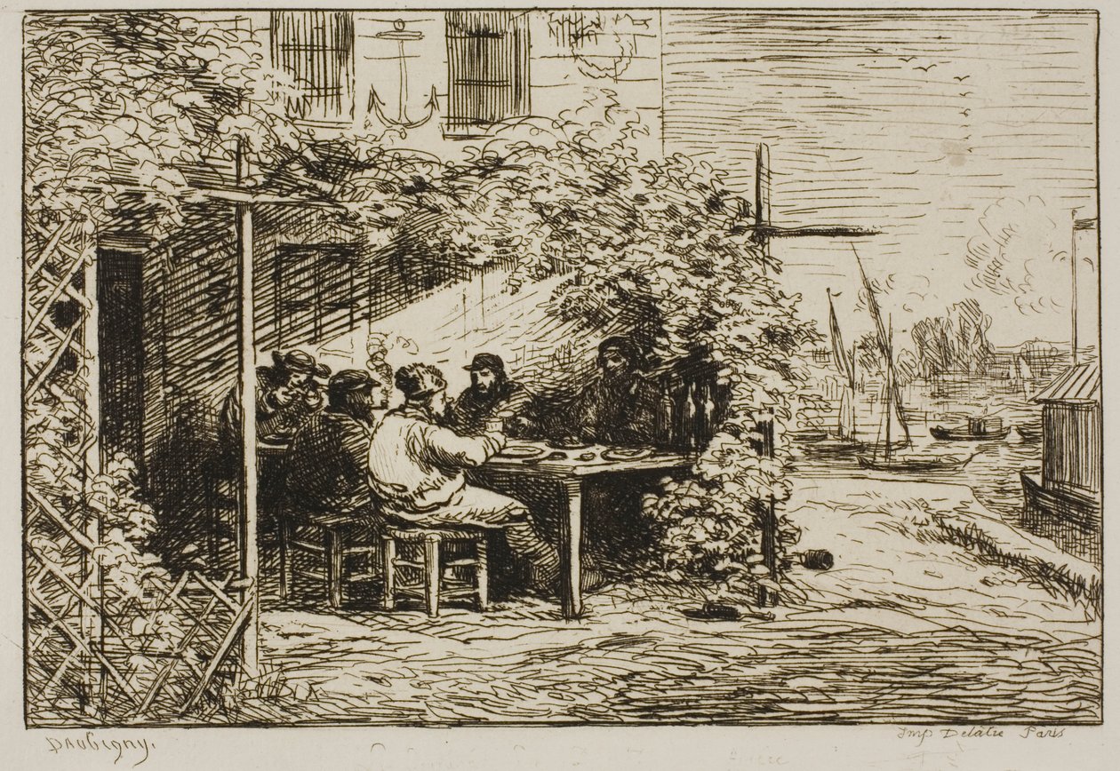 Afgang Morgenmad på Asnières af Charles Francois Daubigny
