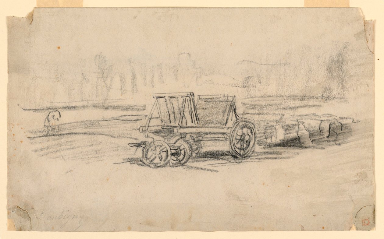 Tegning, En landbrugsvogn, ca. 1850 af Charles Francois Daubigny