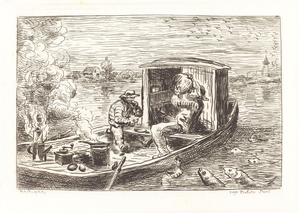 Går nedstrøm (Avallant) af Charles Francois Daubigny