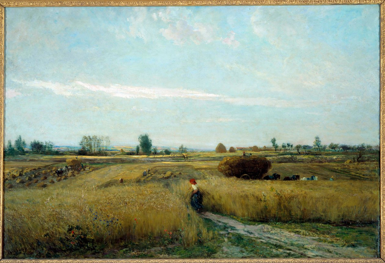 Harvest Painting by Charles Francois Daubigny Dani af Charles Francois Daubigny
