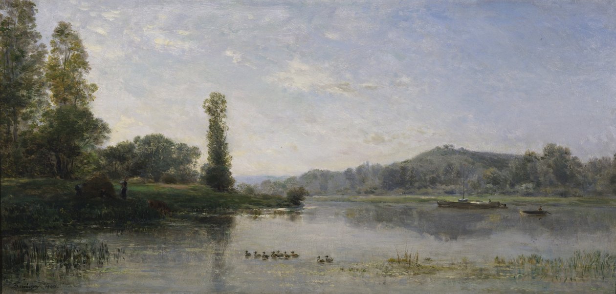 Landskab med en flod, 1860 af Charles Francois Daubigny