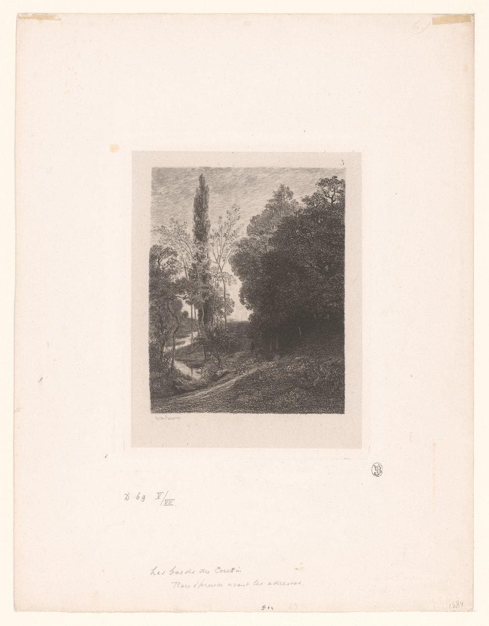 Landskab med bugtende flod Les bords du Cousin Serieætsninger af landskaber (serietitel) Eaux-fortes par Daubigny (serietitel) af Charles Francois Daubigny