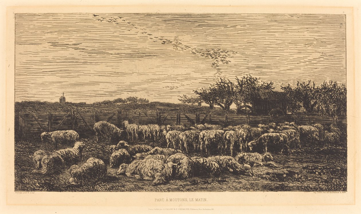 Stor fårefold af Charles Francois Daubigny
