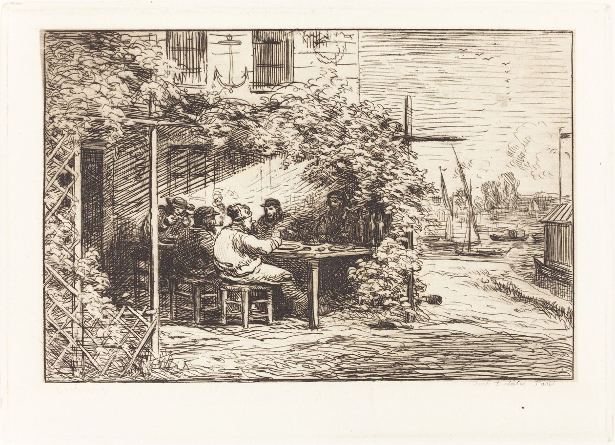 Frokost på vej til Asnieres af Charles Francois Daubigny