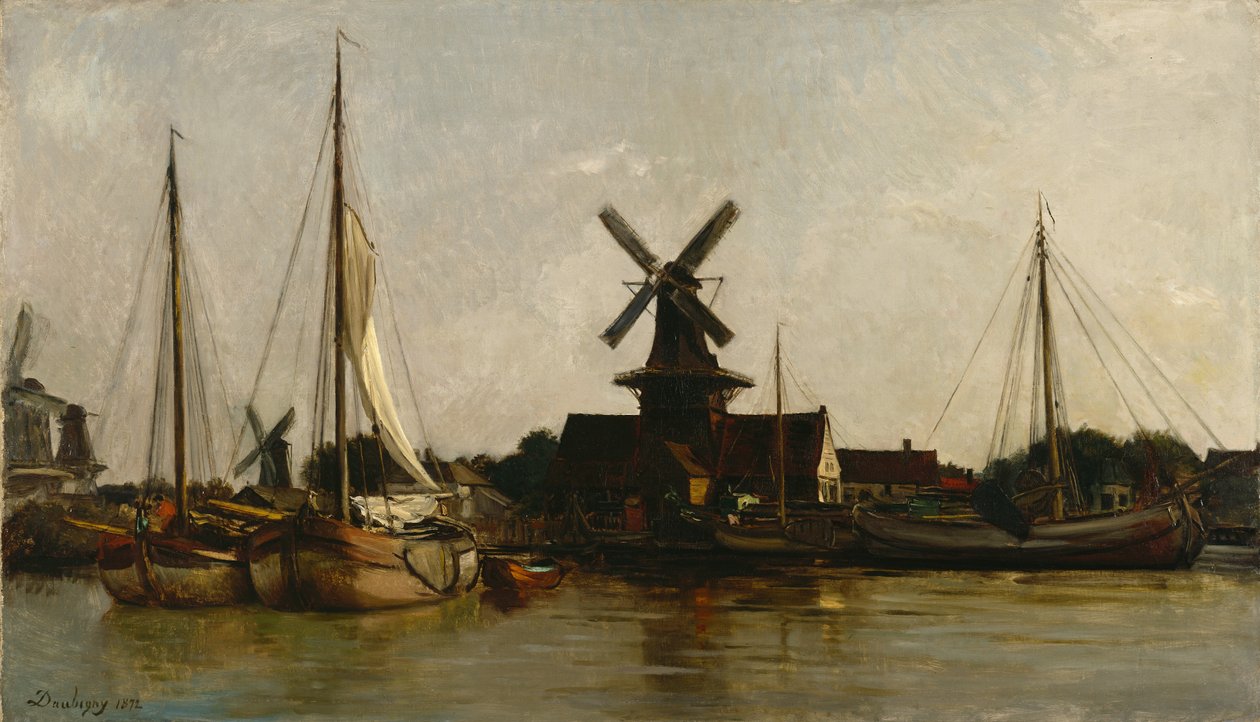 Møller i Dordrecht, 1872 af Charles Francois Daubigny