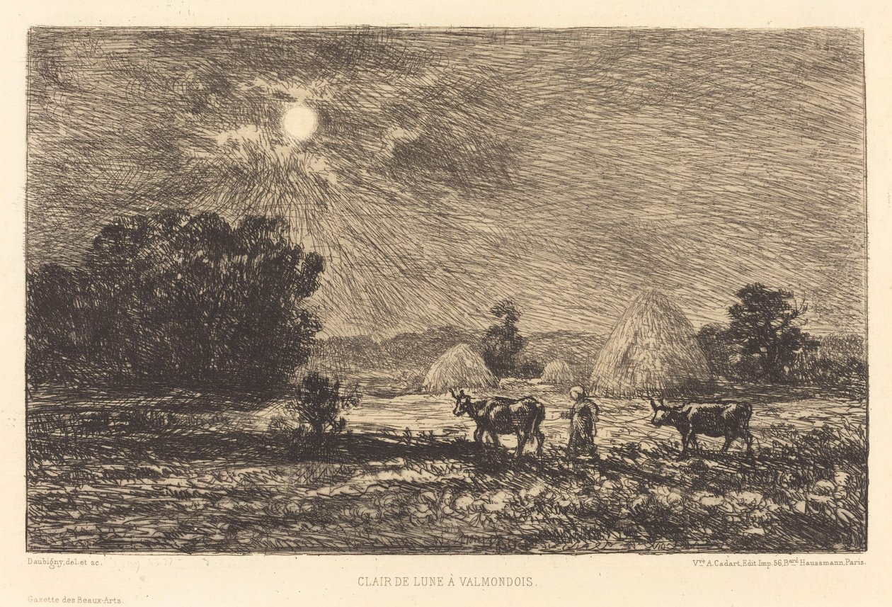 Måneskin ved Valmondois af Charles Francois Daubigny