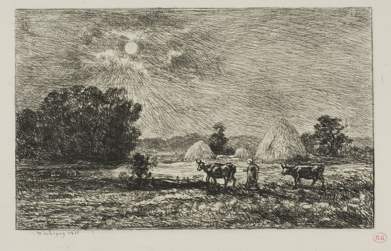 Måneskin i Valmondois af Charles Francois Daubigny