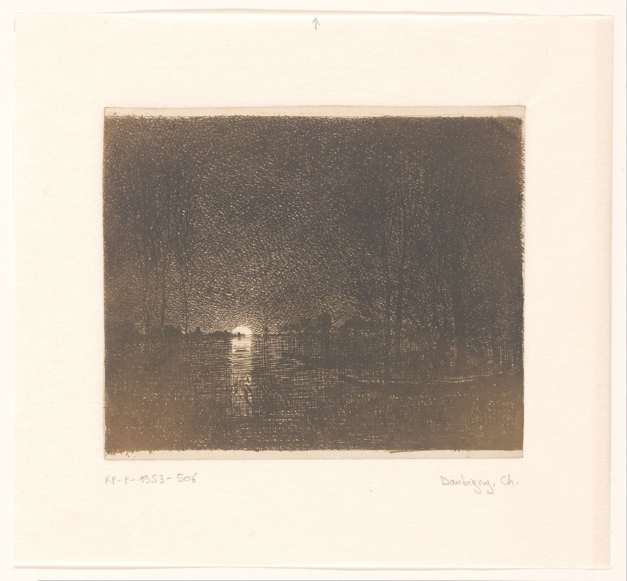 Natudsigt over en sø Effekt om natten af Charles Francois Daubigny