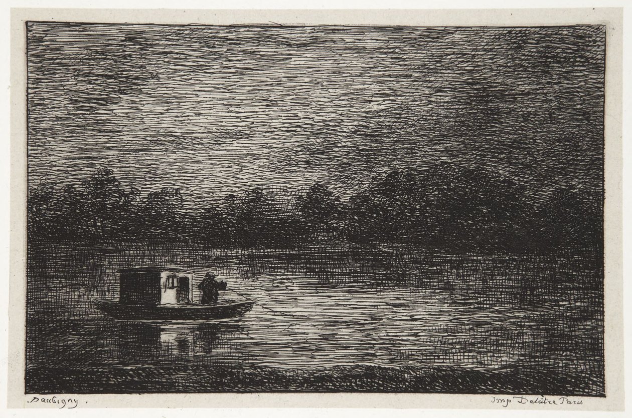Natlig rejse af Charles Francois Daubigny