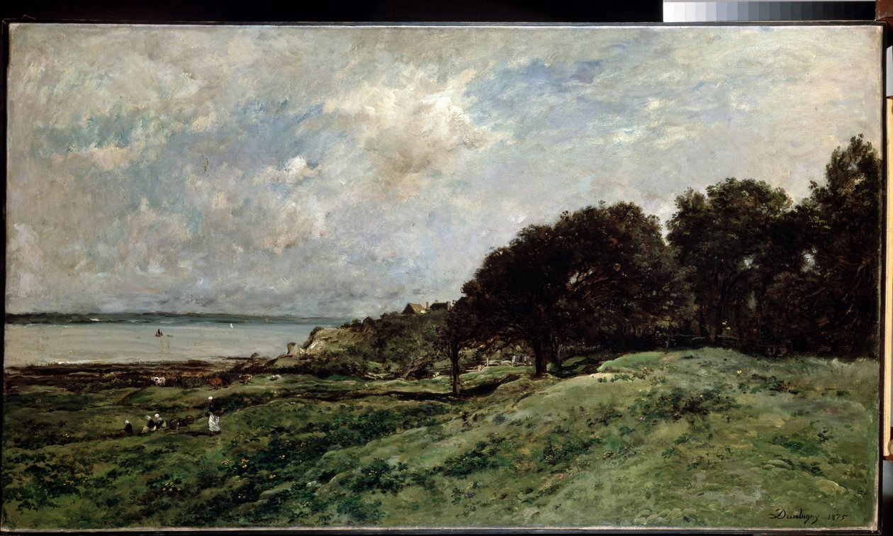""Seascape near Villerville in Calvados"" (The Seashore near Villerville) Maleri af Charles Francois Daubigny (1817-1878) 1875 85x149 cm Eremitagemuseet, Sankt Petersborg (Saint-Petersbourg) af Charles Francois Daubigny