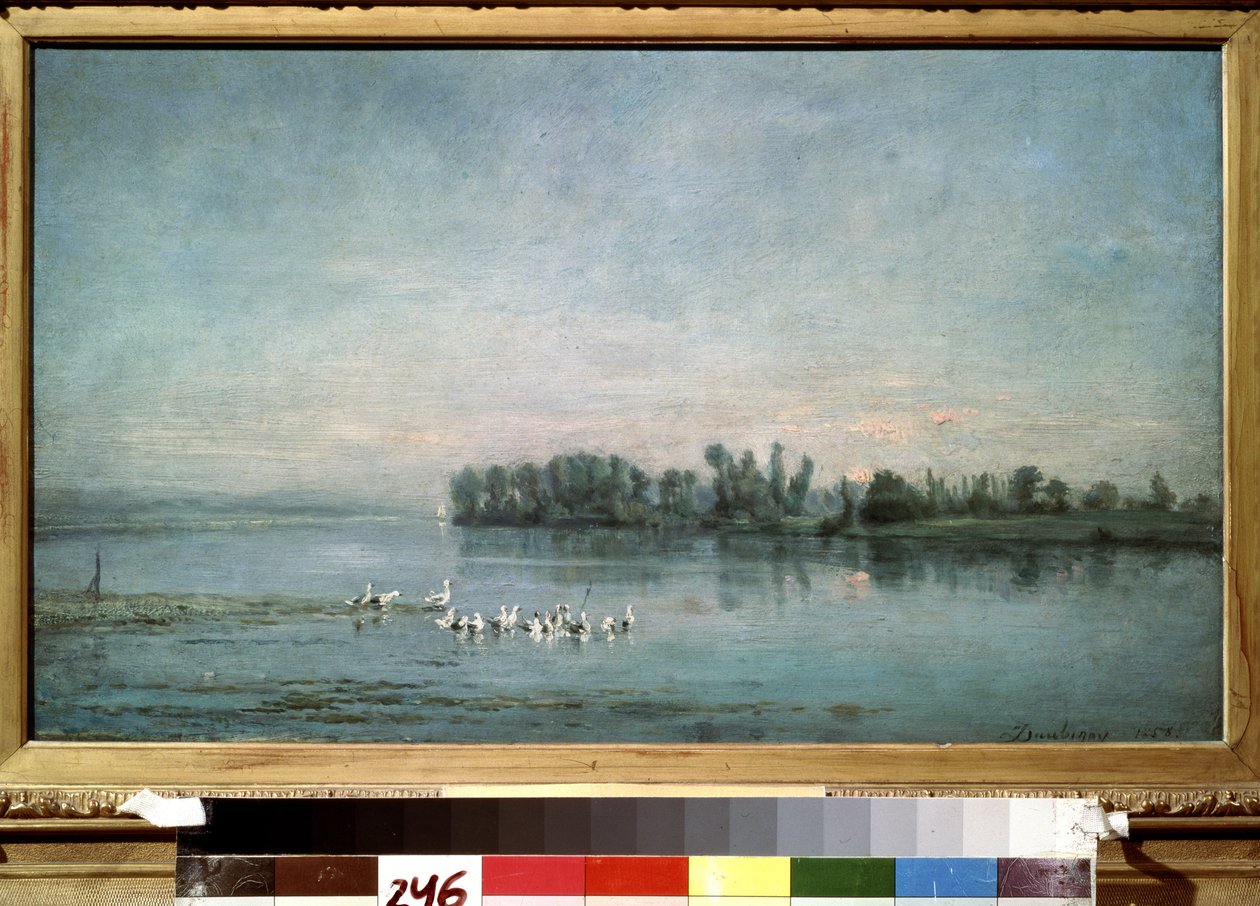 ""Tidlig morgen"" (morgen) Maleri af Charles-Francois (Charles Francois) Daubigny (1817-1878) 1858 Pushkin Museum, Moskva af Charles Francois Daubigny
