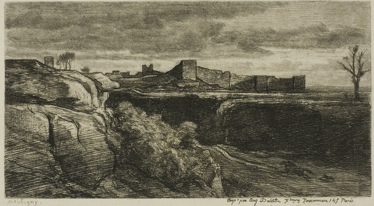 Ruinerne af Château of Crémieux (Isère) af Charles Francois Daubigny