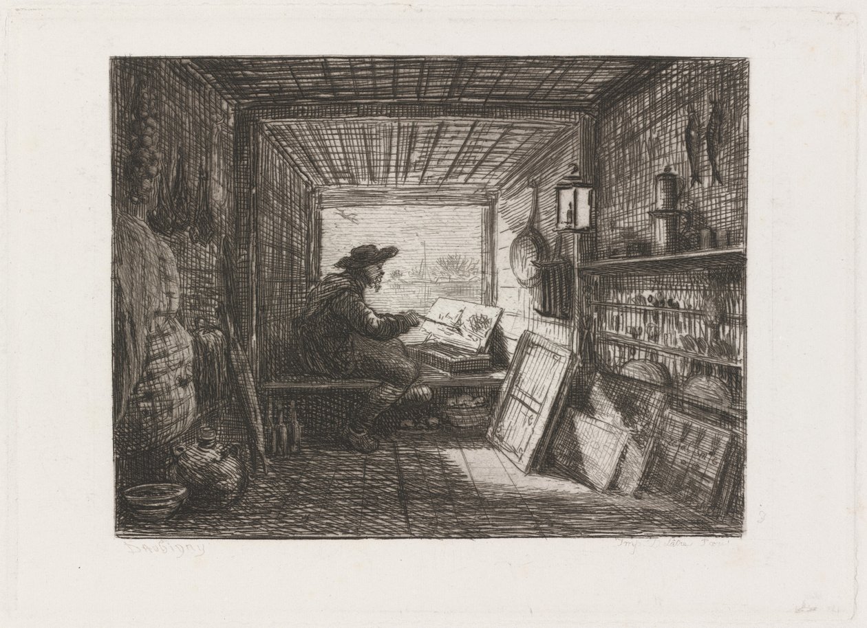 Studio på båden (Le Bateau-atelier) af Charles Francois Daubigny