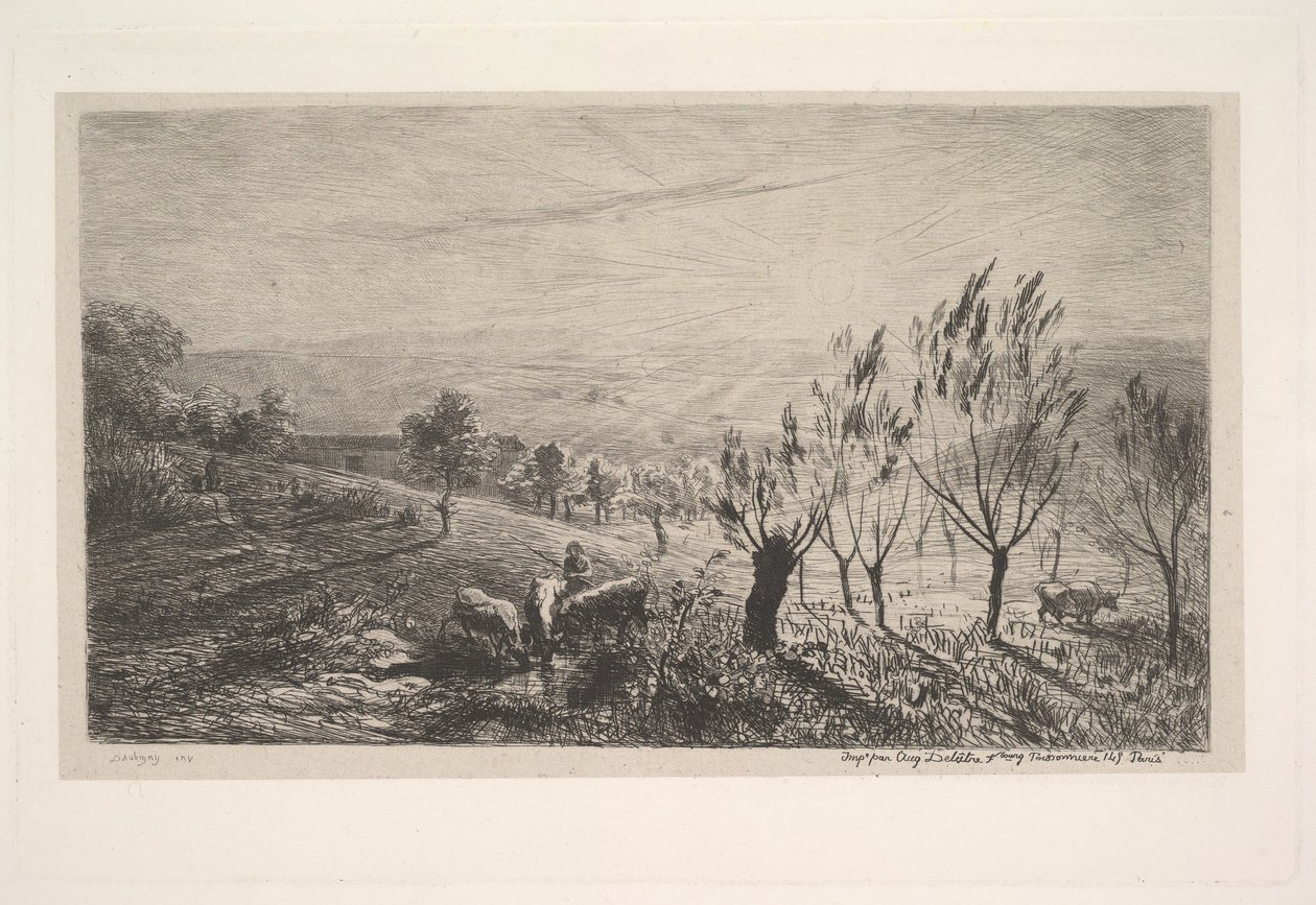 Solopgang, 1850. af Charles Francois Daubigny