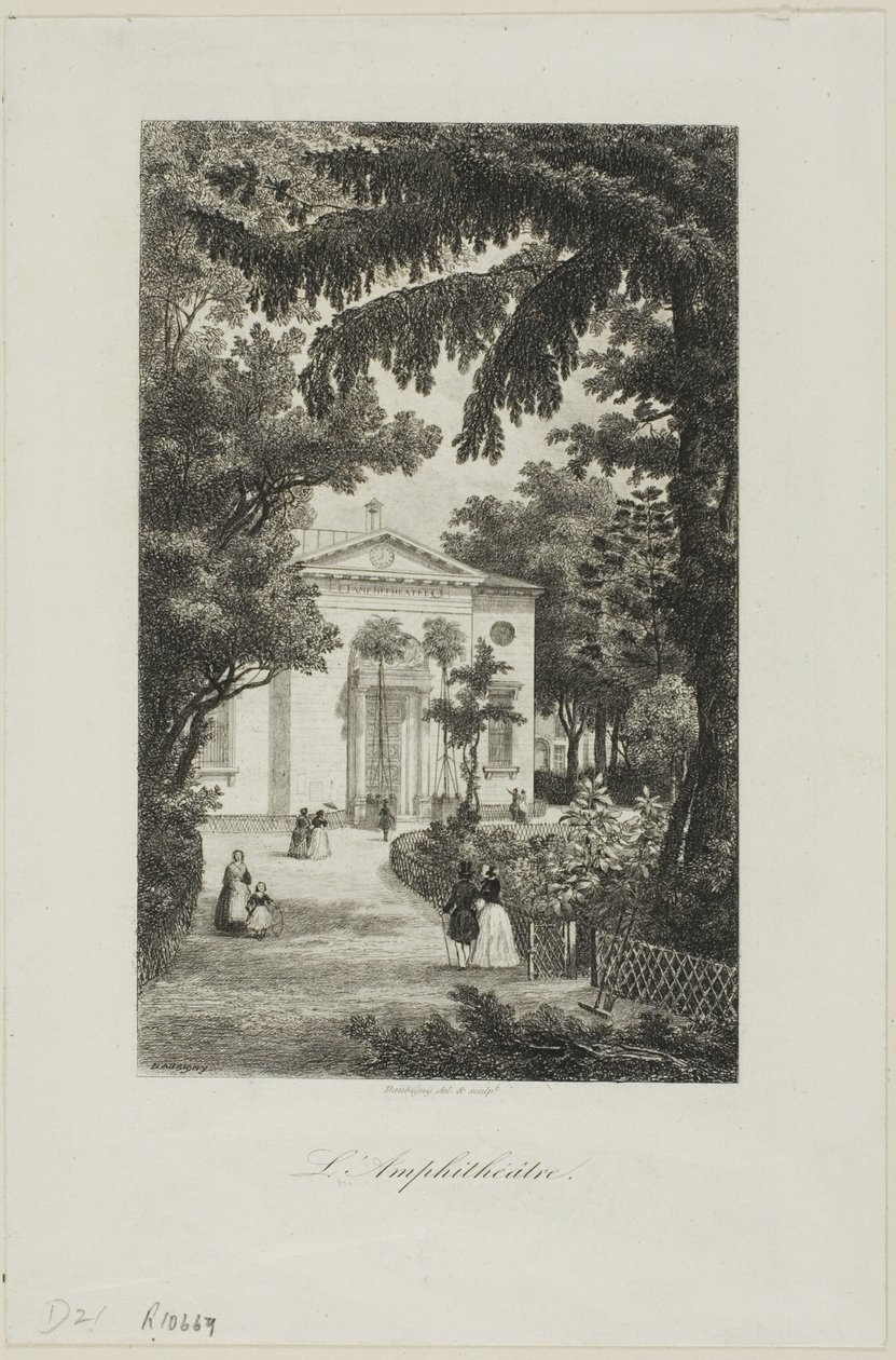 Amfiteatret i Jardin des Plantes af Charles Francois Daubigny