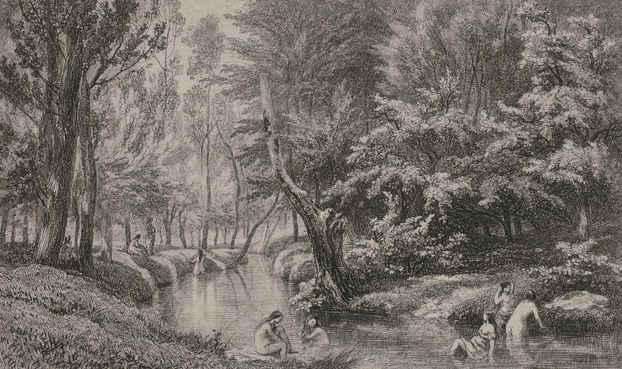 Badegæsterne, ca. 1847. af Charles Francois Daubigny