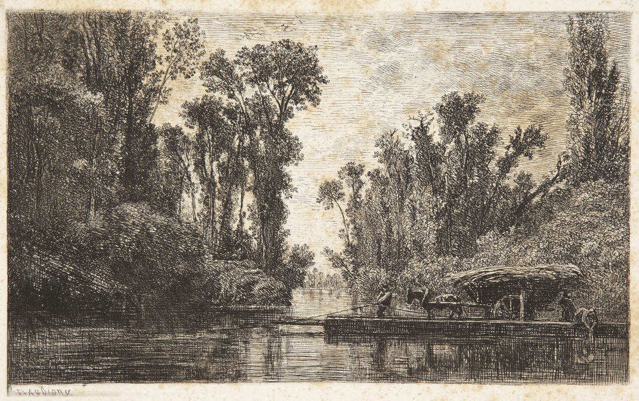 Færgen ved Bezons af Charles Francois Daubigny