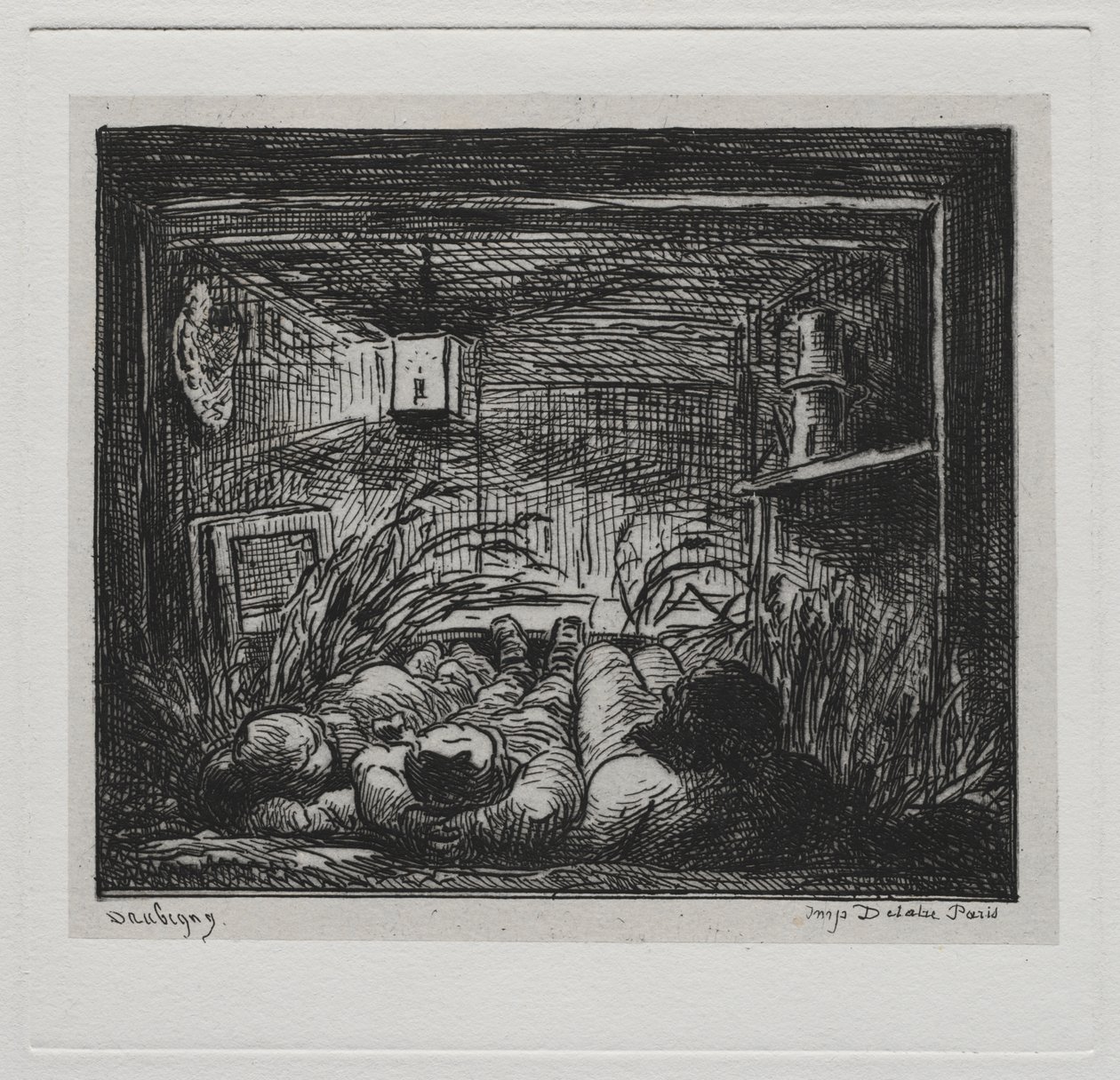 Bådturen: Sengeplads ombord på "Botin" (nat på båden) af Charles Francois Daubigny