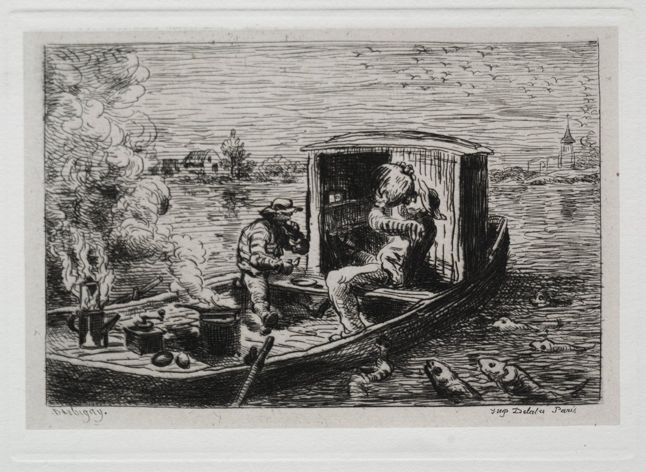Bådturen: Sluk eller frokost på båden af Charles Francois Daubigny