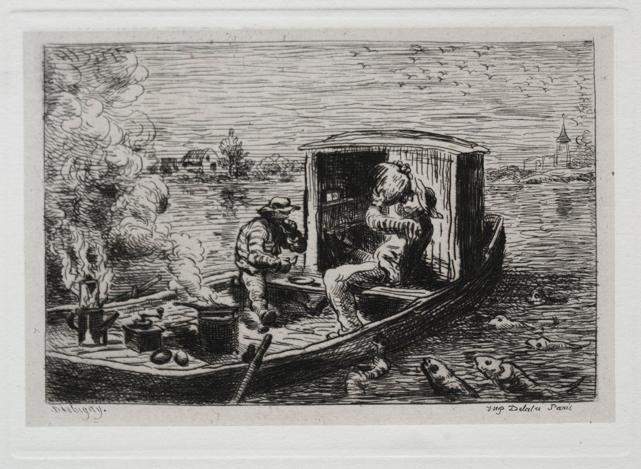Bådturen: Sluk eller frokost på båden, 1861. af Charles Francois Daubigny