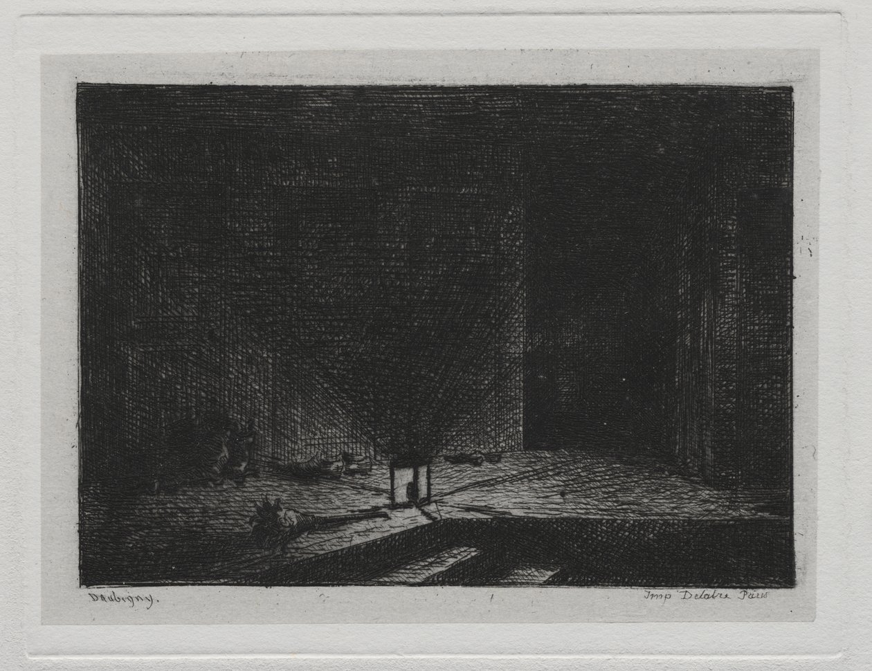 The Boat Trip: Interiør af en kro (The Corridor of an Inn) af Charles Francois Daubigny