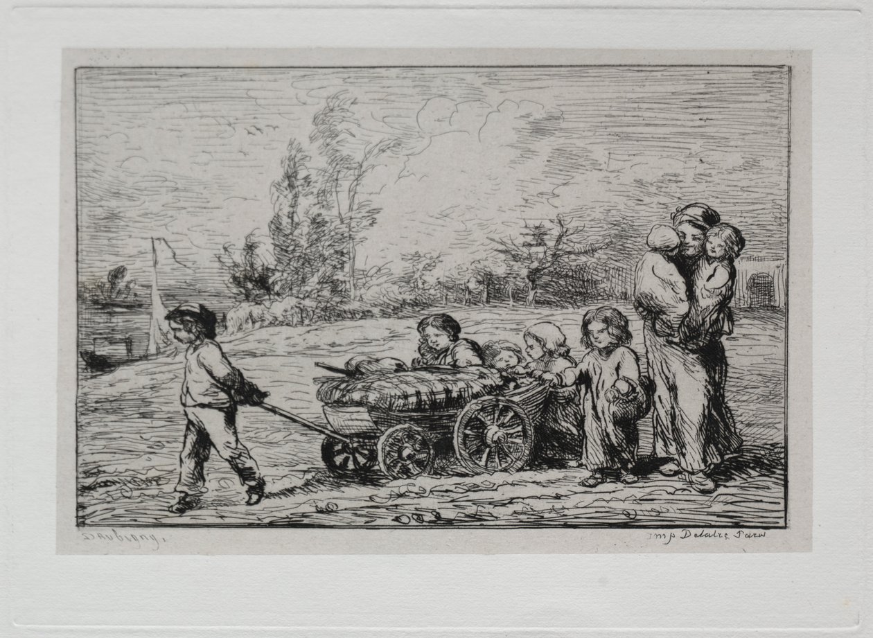Bådturen: Flytning ind i "Le Botin" (Skibets indretning) eller flytning til båden af Charles Francois Daubigny