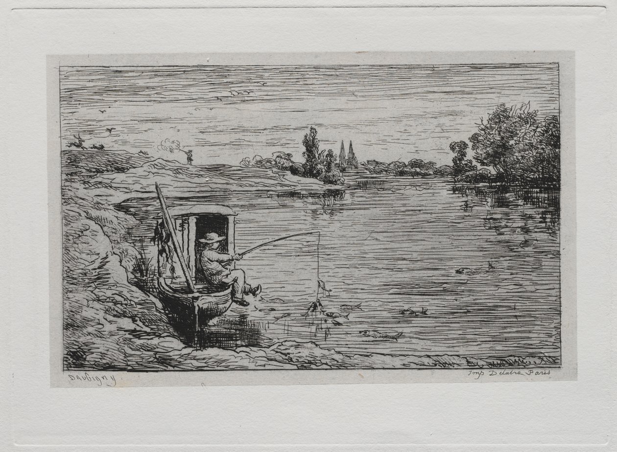 Bådturen: Cabin Boy Fishing (linefiskeri) af Charles Francois Daubigny