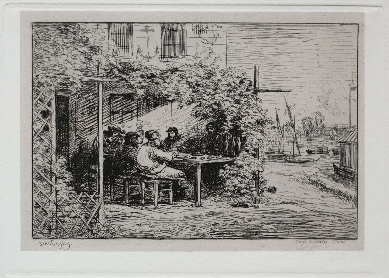 Bådturen: Frokosten før du går ombord på Asnières af Charles Francois Daubigny