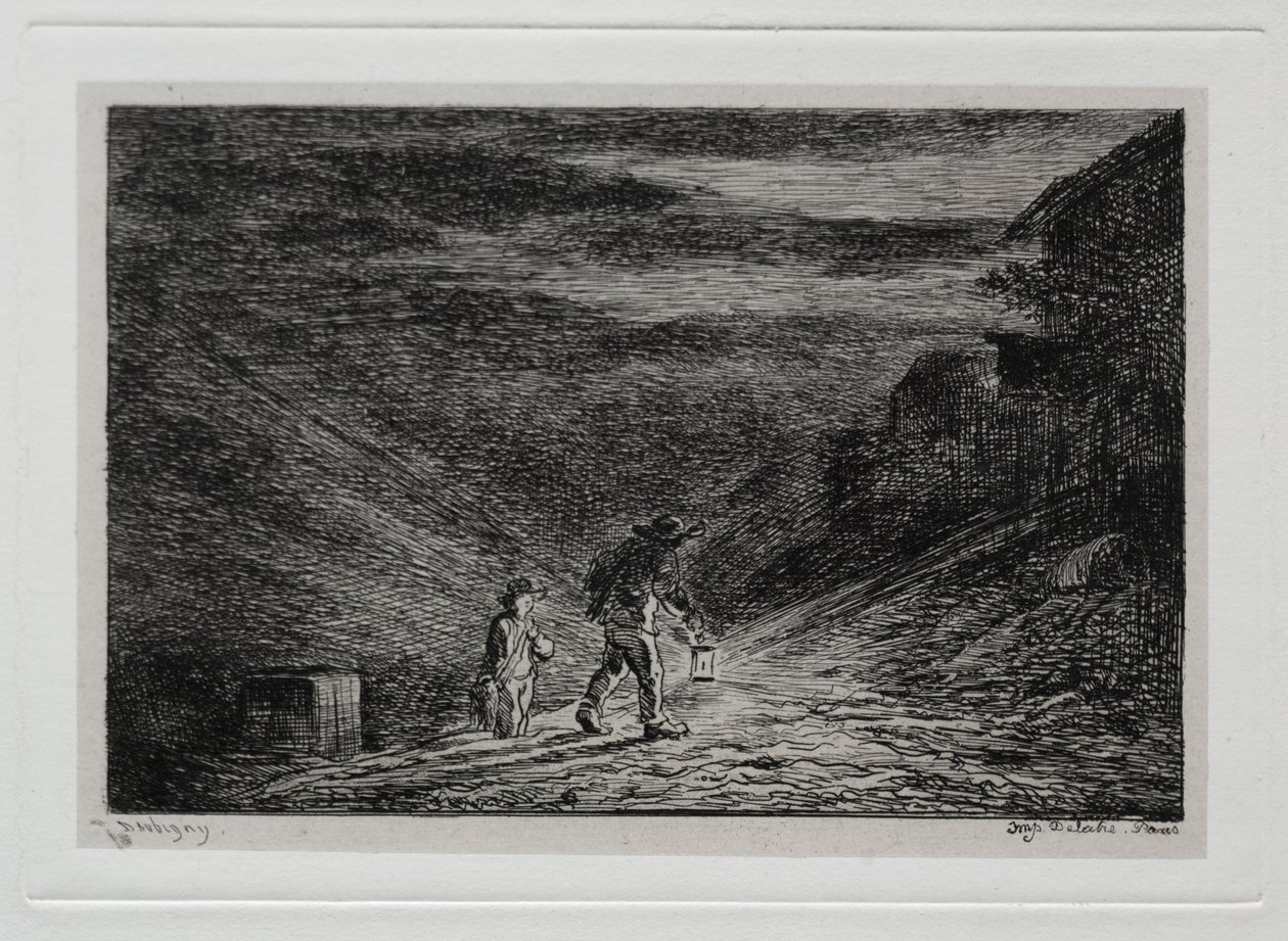 Bådturen: Søgen efter en kro af Charles Francois Daubigny