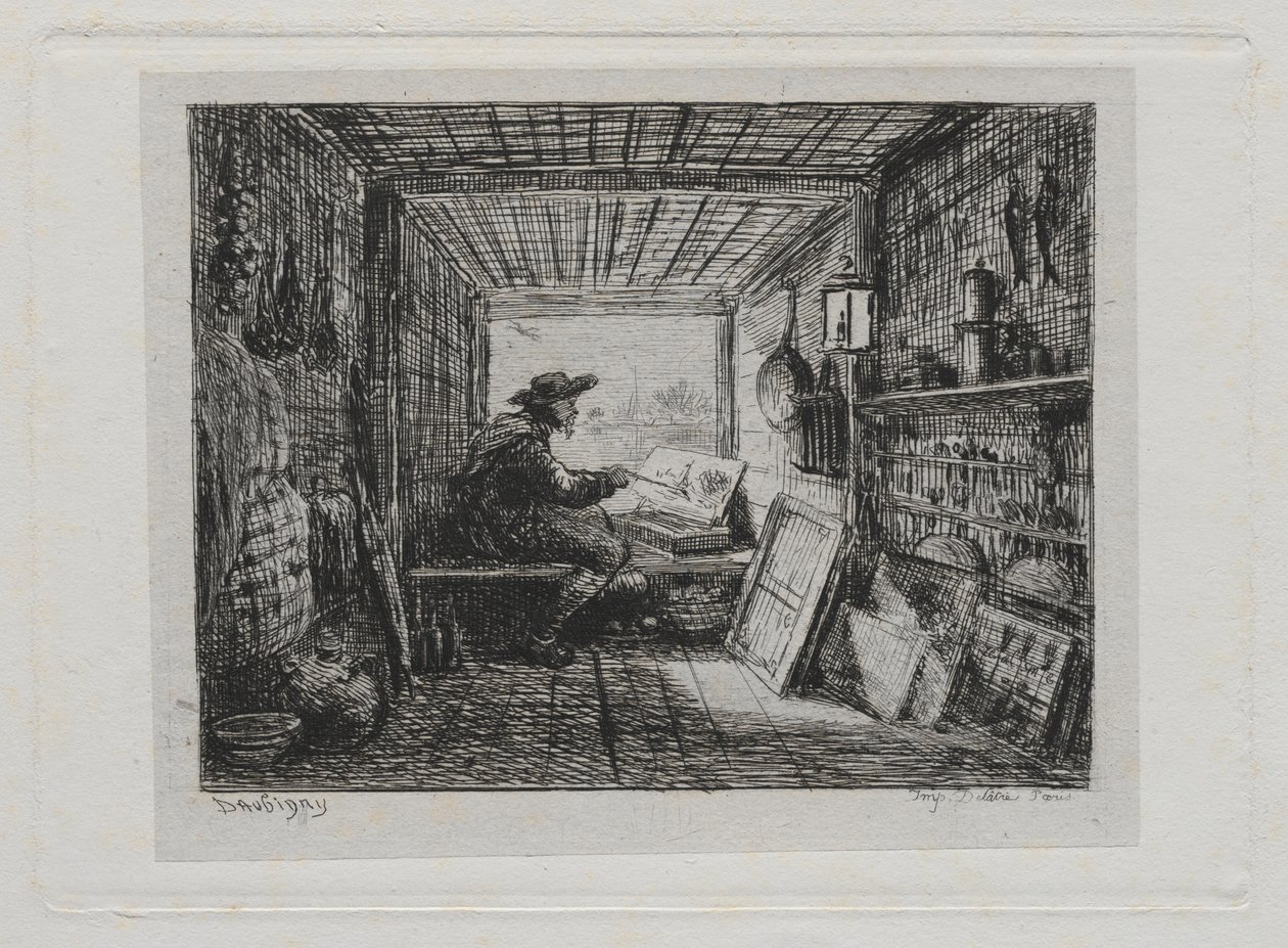Sejlturen: Studiet på båden af Charles Francois Daubigny