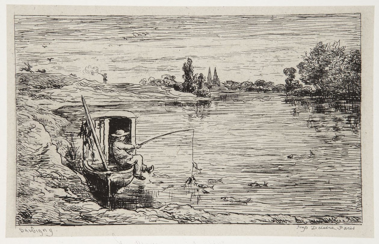 Skibsdrengen fisker af Charles Francois Daubigny