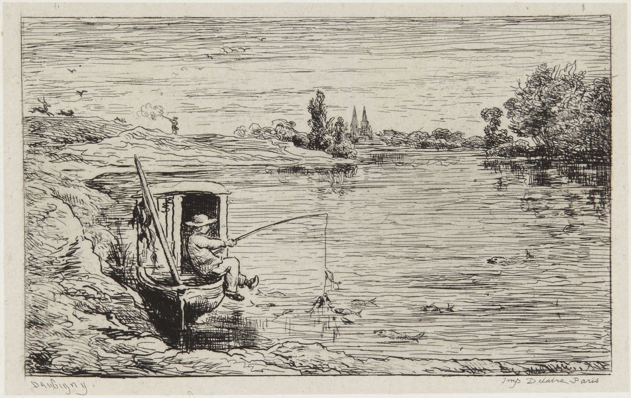 Skibsdrengen, der fisker af Charles Francois Daubigny
