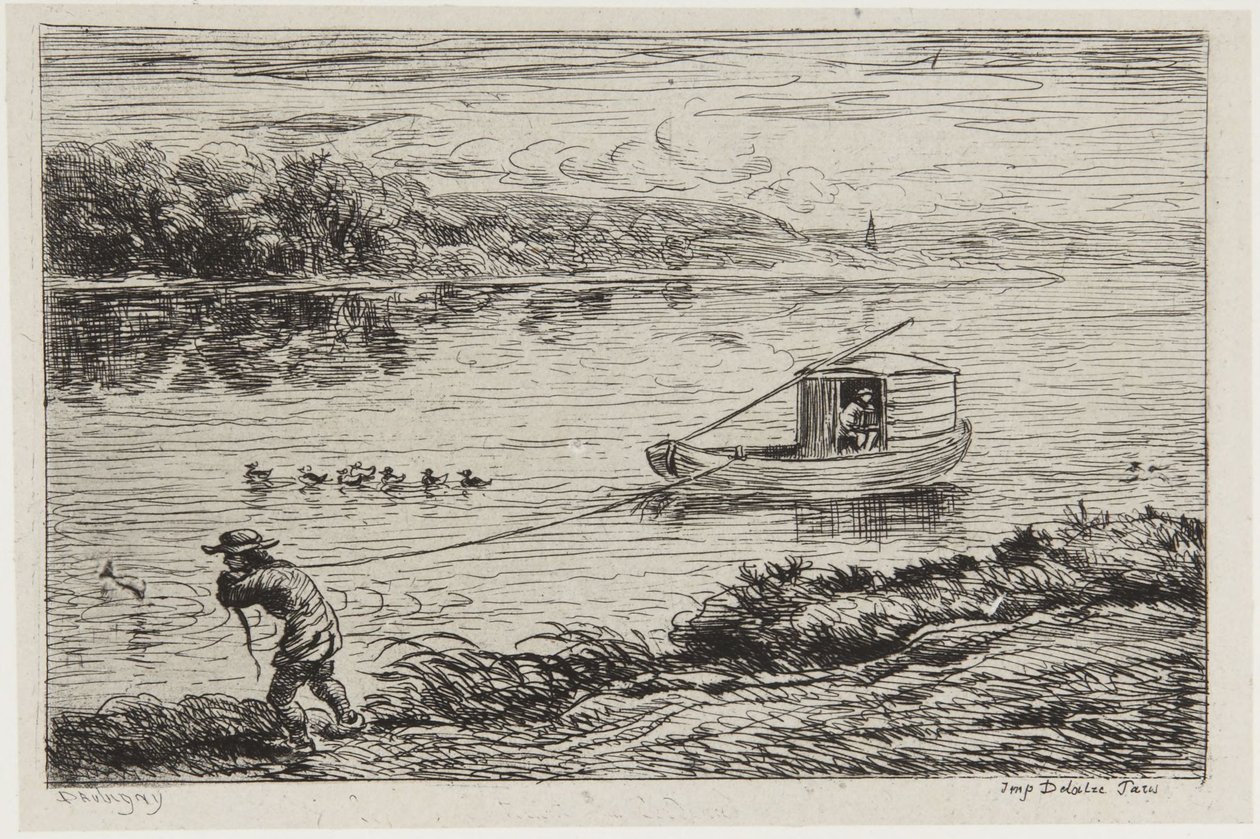 Skibsdrengen trækker linen af Charles Francois Daubigny