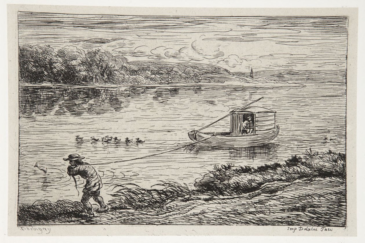 Skibsdrengen slæber linen af Charles Francois Daubigny