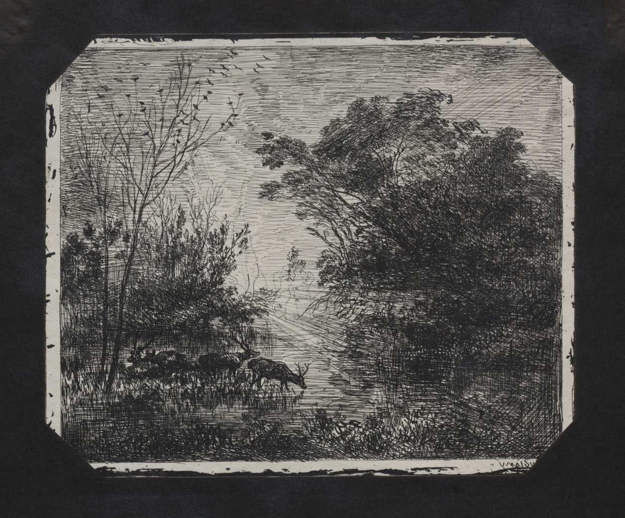 Hjorten, 1862. af Charles Francois Daubigny