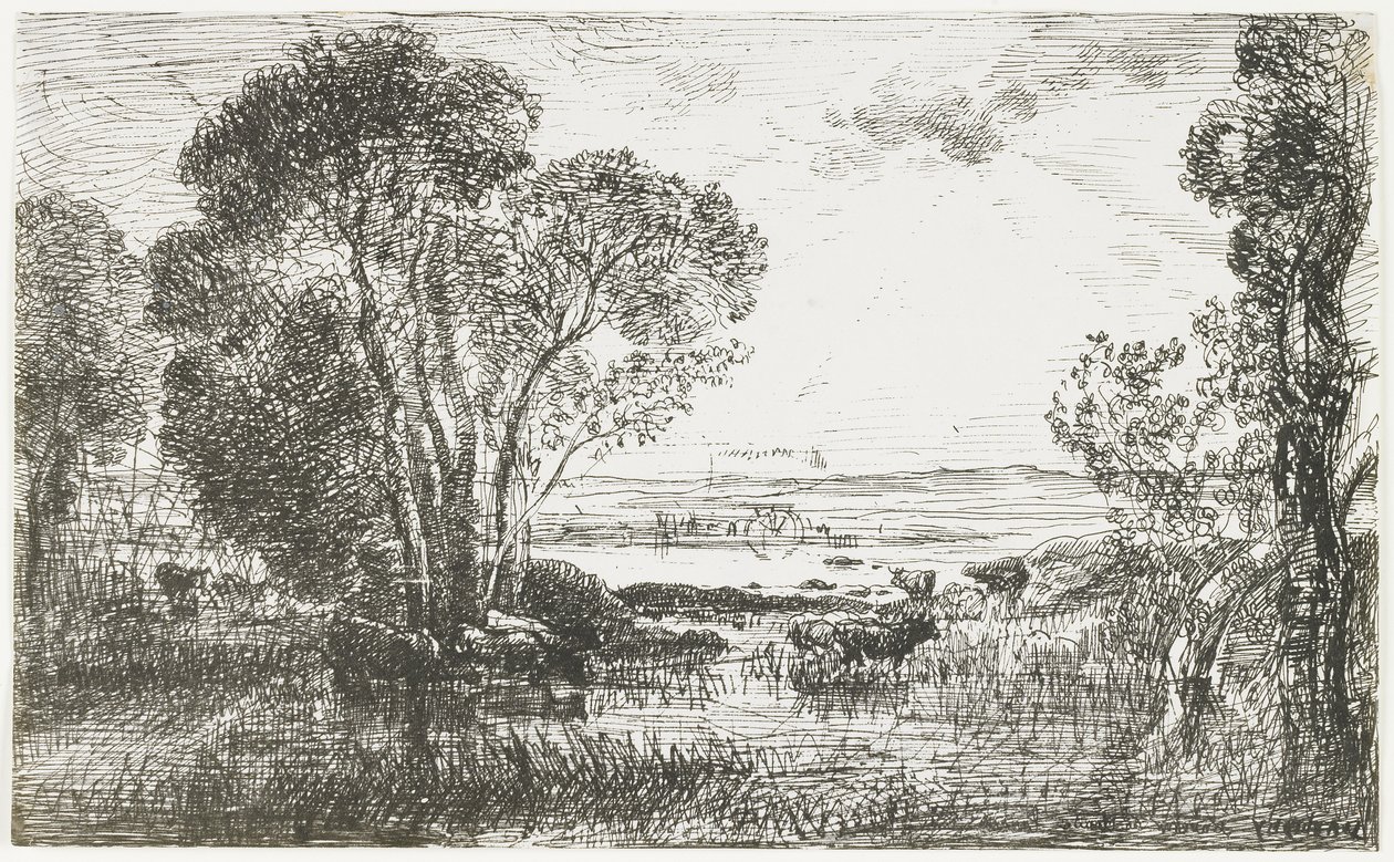 Den hydrauliske motor, 1862 af Charles Francois Daubigny